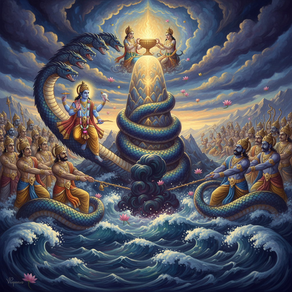 Vasuki and the Churning of the Ocean