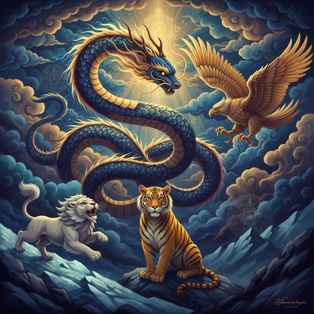 The Four Dignities — Tiger, Snow Lion, Garuda, Dragon